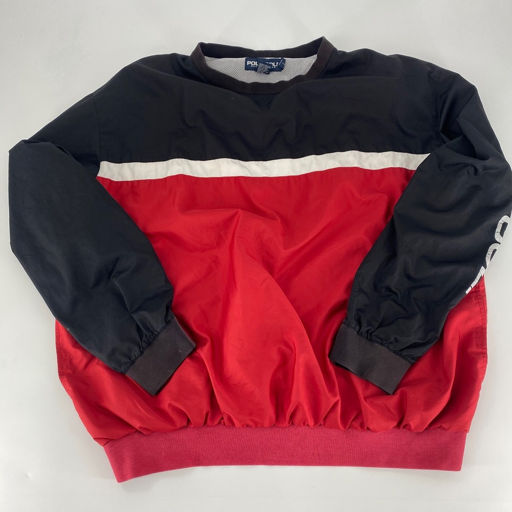 POLO GOLF Ralph Lauren Men's Colorblock Pullover Jacket Windbreaker XL Black